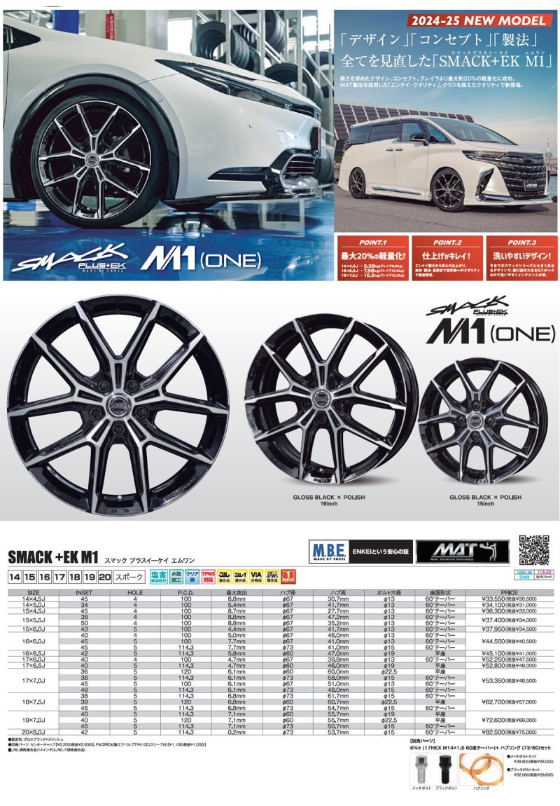 共豊 17×6.5J +40 5/114.3 SMACK +EK M1 新品 17インチ ホイールのみ 4