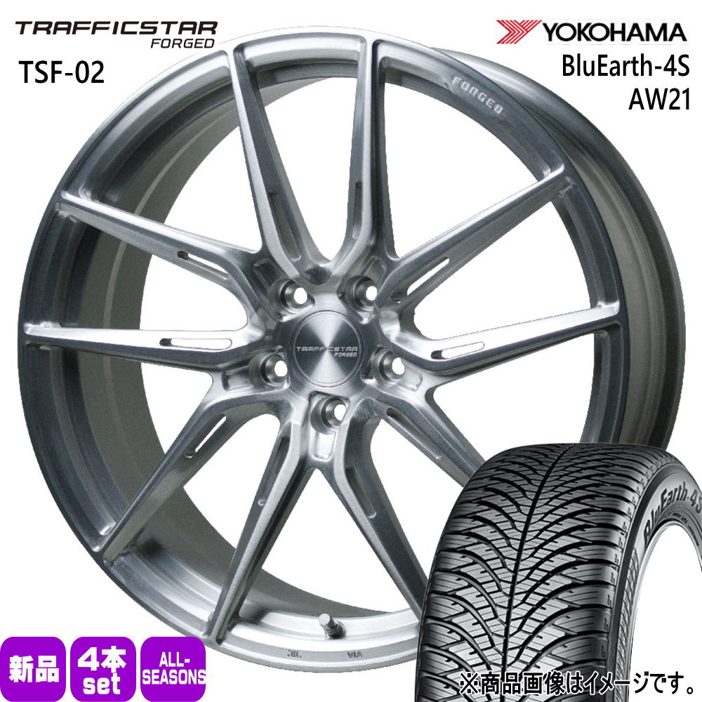 ヨコハマタイヤ - 235/55R19 105W XL ヨコハマ BluEarth-4S AW21 夏冬兼用 オール時期タイア TRAFFICSTAR FORGED TSF-02 GN系アウトランダー ジャケット冠運動競技 オールシーズンタイヤ、ホイールセット-タイヤ、ホイール-車、バイク、自転車