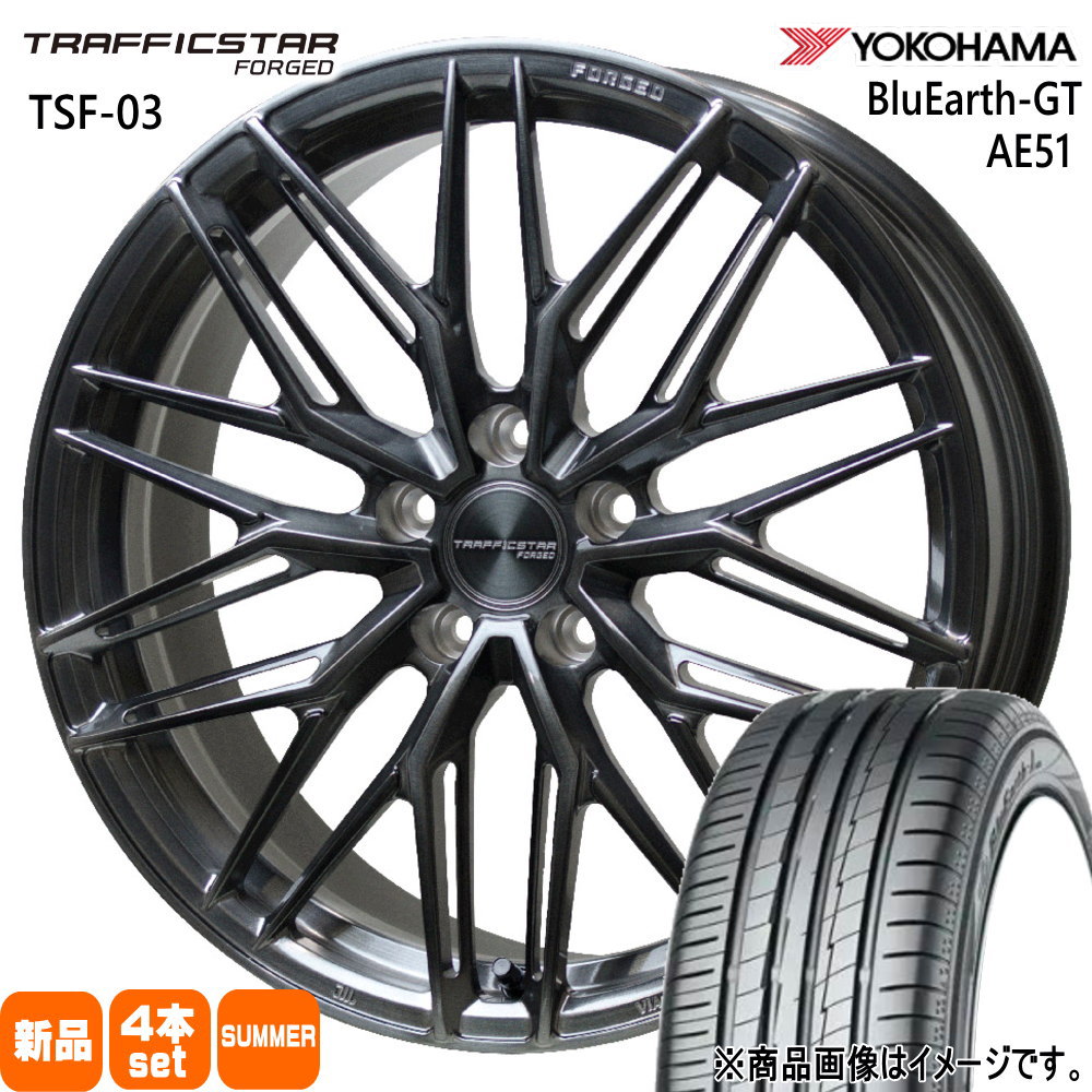 225/40R19 93W XL ヨコハマ BluEarth-GT AE51 夏用 サマータイヤ TRAFFICSTAR FORGED TSF-03 クラウン 60系プリウス