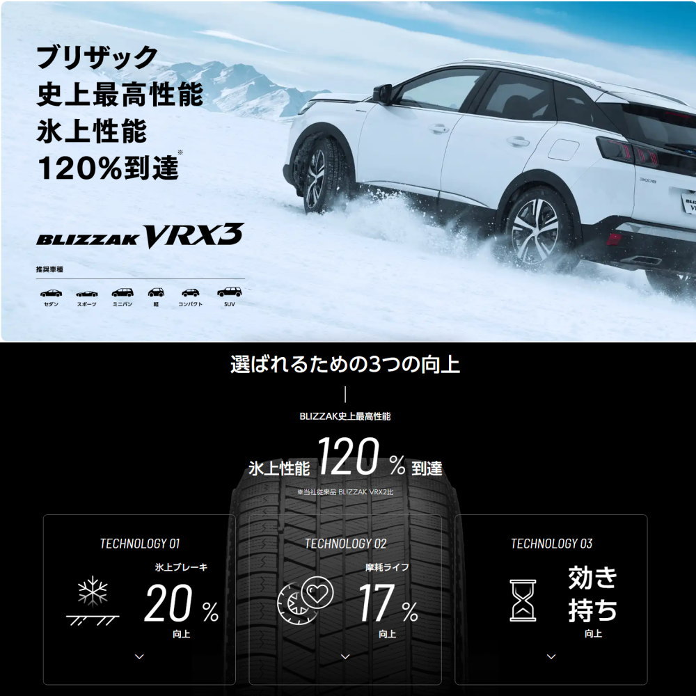 ブリジストン　215/65R16　スタッドレス４本セット ブリザック 新品 4本 ブリヂストン VRX3 215/65R16 98Q 16インチ