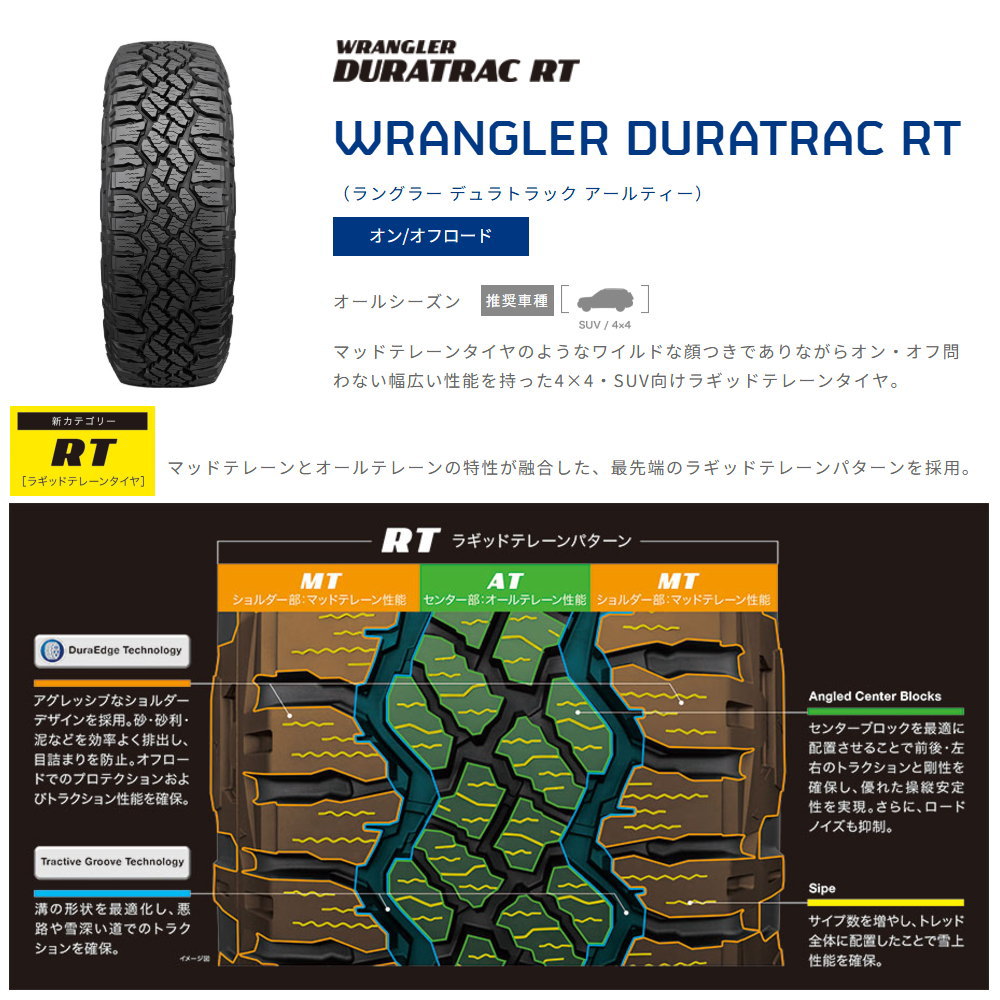245/65R17 111/108S LT グッドイヤー WRANGLER DURATRAC RT 夏用 サマータイヤ MAD CROSS RANGER トヨタ RAV4の画像