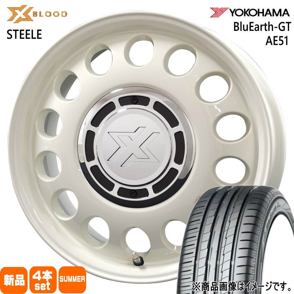 185/65R15 88H ヨコハマ BluEarth-GT AE51 夏用 サマータイヤ X BLOOD STEELE MAZDA2 デミオ K10アクア E12ノート 15インチ