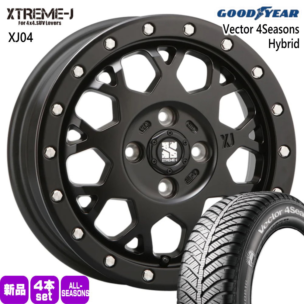 グッドイヤー vevtor 4s 195/65R16 オールシーズンタイヤ MLJ XTREME-J XJ04 6.5J 4穴 4/100 16インチ ライズ ロッキー ガソリン車