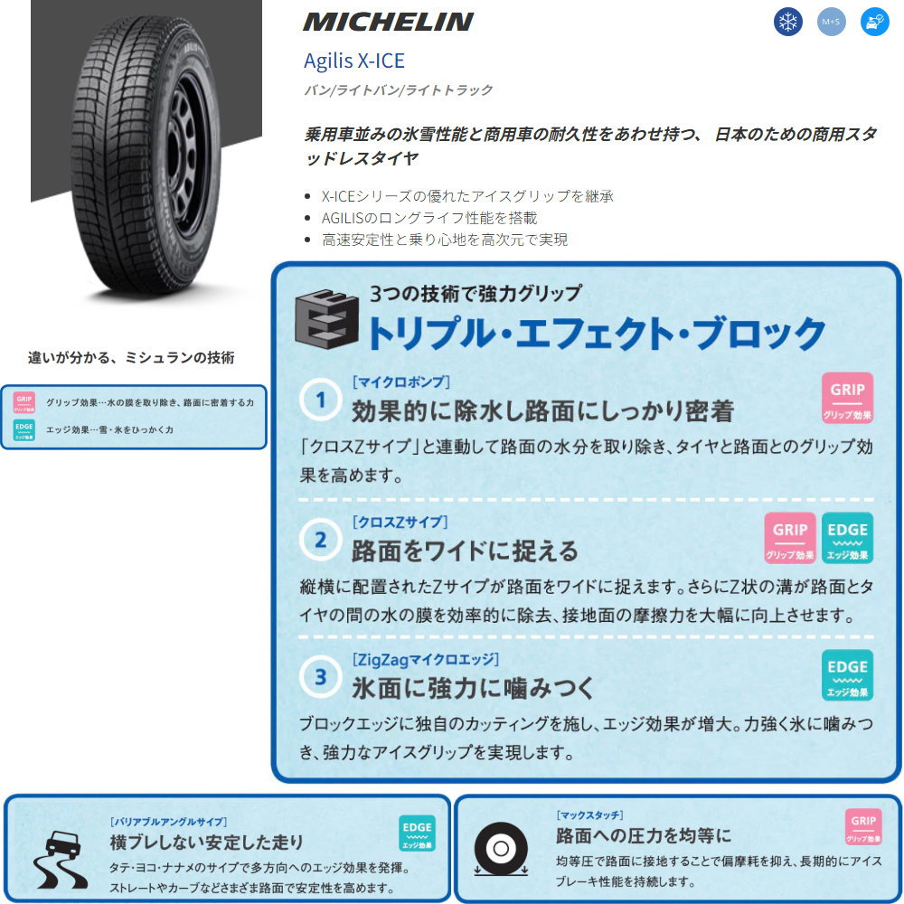 X-ICE 新品 4本 ミシュラン アジリス エックスアイス 195/80R15 107