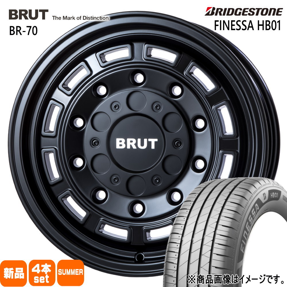 BRIDGESTONE - 60系 プリウス カムリ ティアナ J32 etc  ブリヂストン 195/60R17 90H FINESSA HB01 夏用 朱夏タイア BRUT BR-70 夏タイヤ、ホイールセット-車、バイク、自転車-タイヤ、ホイール