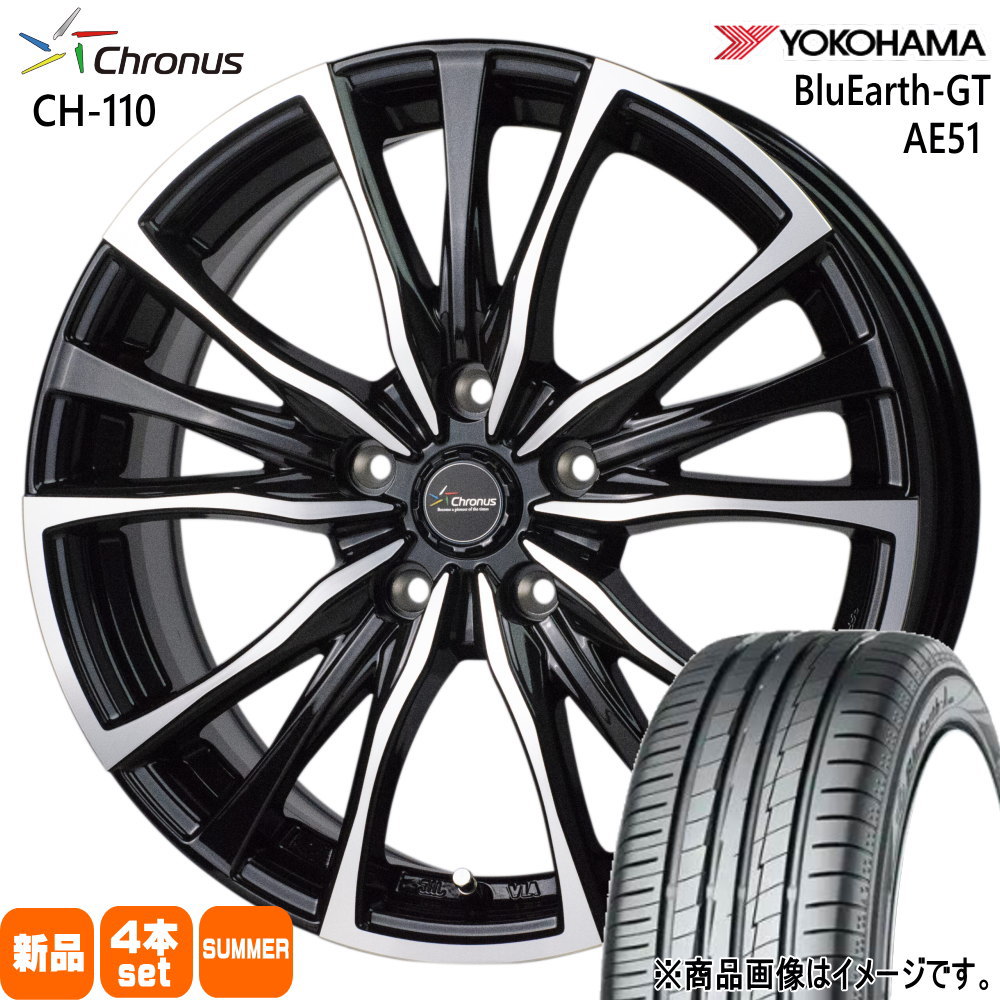 SAI プリウスα キックス  ヨコハマ 215/45R18 93W XL BluEarth-GT AE51 夏用 サマータイヤ Chronus CH-110 18インチ