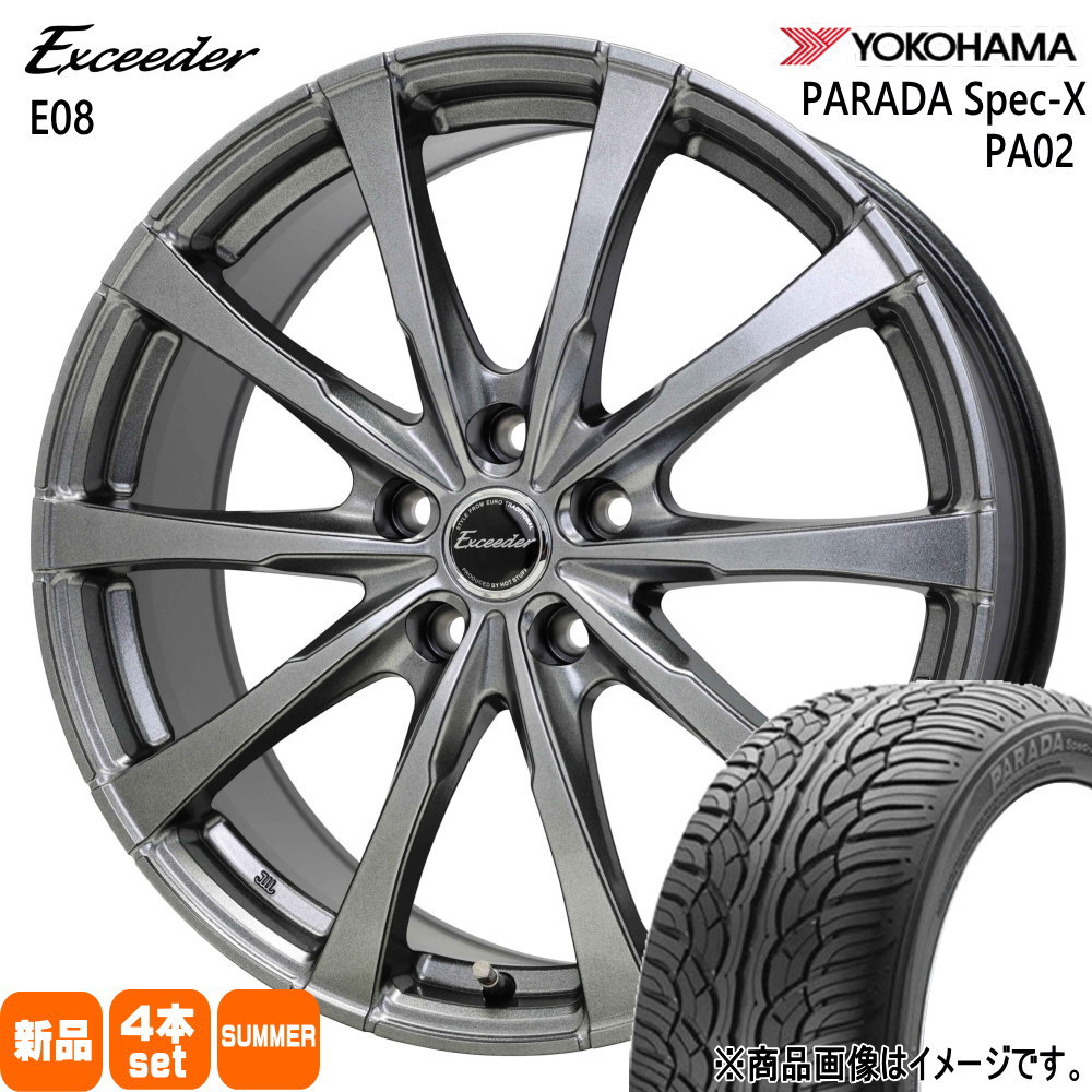 ヨコハマタイヤ - ジャケット冠運動競技 専用  ヨコハマ 235/60R18 103V PARADA Spec-X PA02 夏用 朱夏タイア Exceeder E08 タイヤ、ホイール-夏タイヤ、ホイールセット