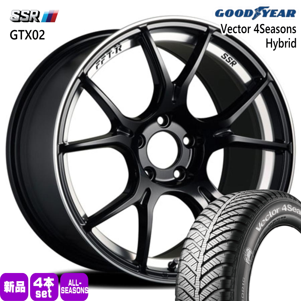 トヨタ 60系 プリウス カムリ /日産 J32ティアナ グッドイヤー Vector 4s Hybrid 215/55R17 オールシーズンタイヤ SSR GTX02 7.0J 5穴 5/114.3 17インチ