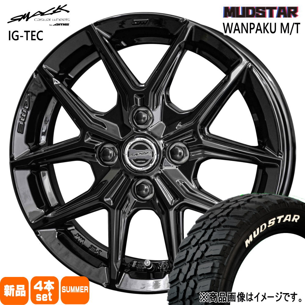 MUDSTAR - 軽自動車 N BOX タント スペーシア デイズ マッドスター 155/65R14 75S WANPAKU MT 夏用 朱夏タイア SMACK IG-TEC 夏タイヤ、ホイールセット-自動車