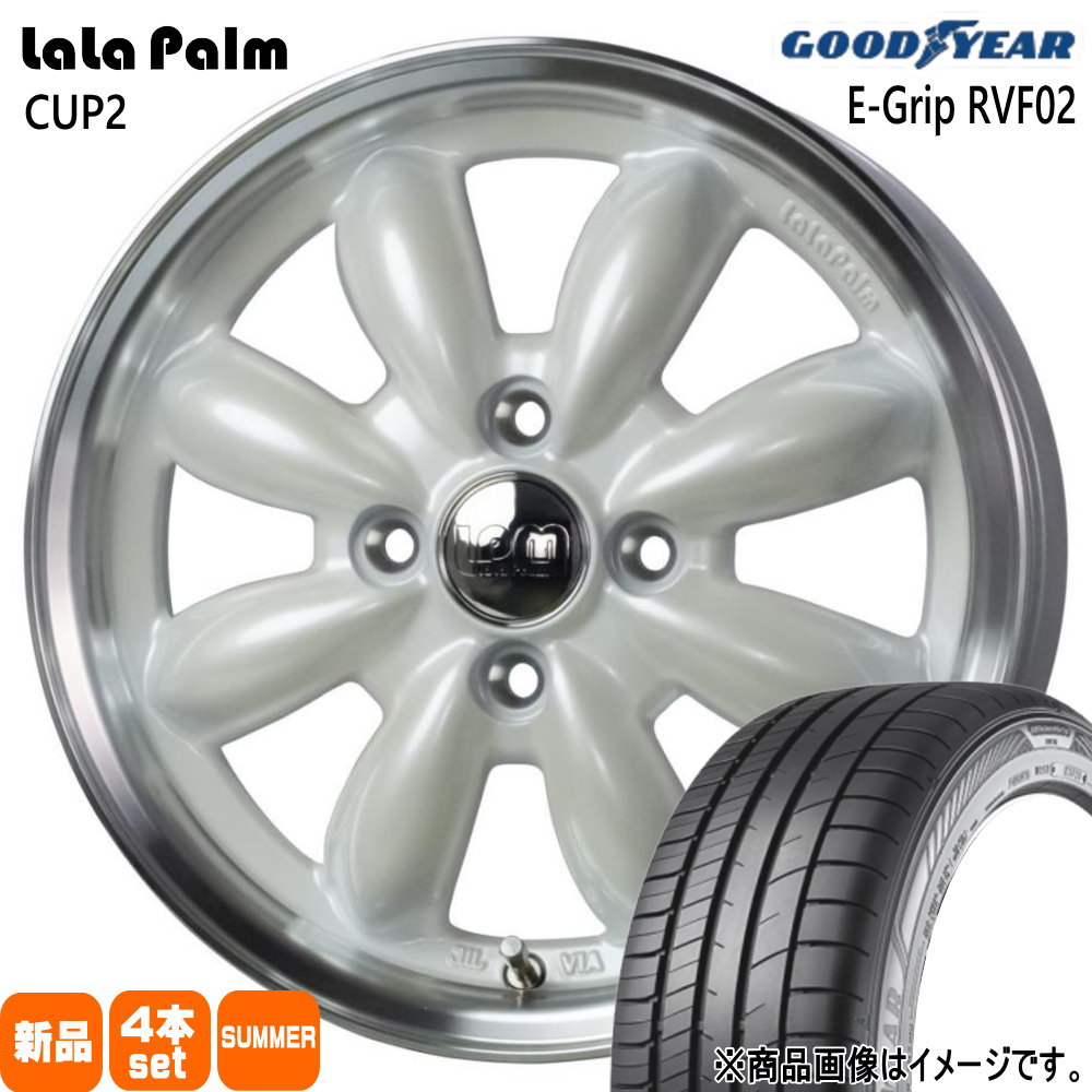 グッドイヤー - E13 雰囲気 140系 カローラフィールダー 195/65R15 91H EfficentGrip RVF02 夏用 朱夏タイア LaLaPalm CUP2 車、バイク、自転車-夏タイヤ、ホイールセット-タイヤ、ホイール