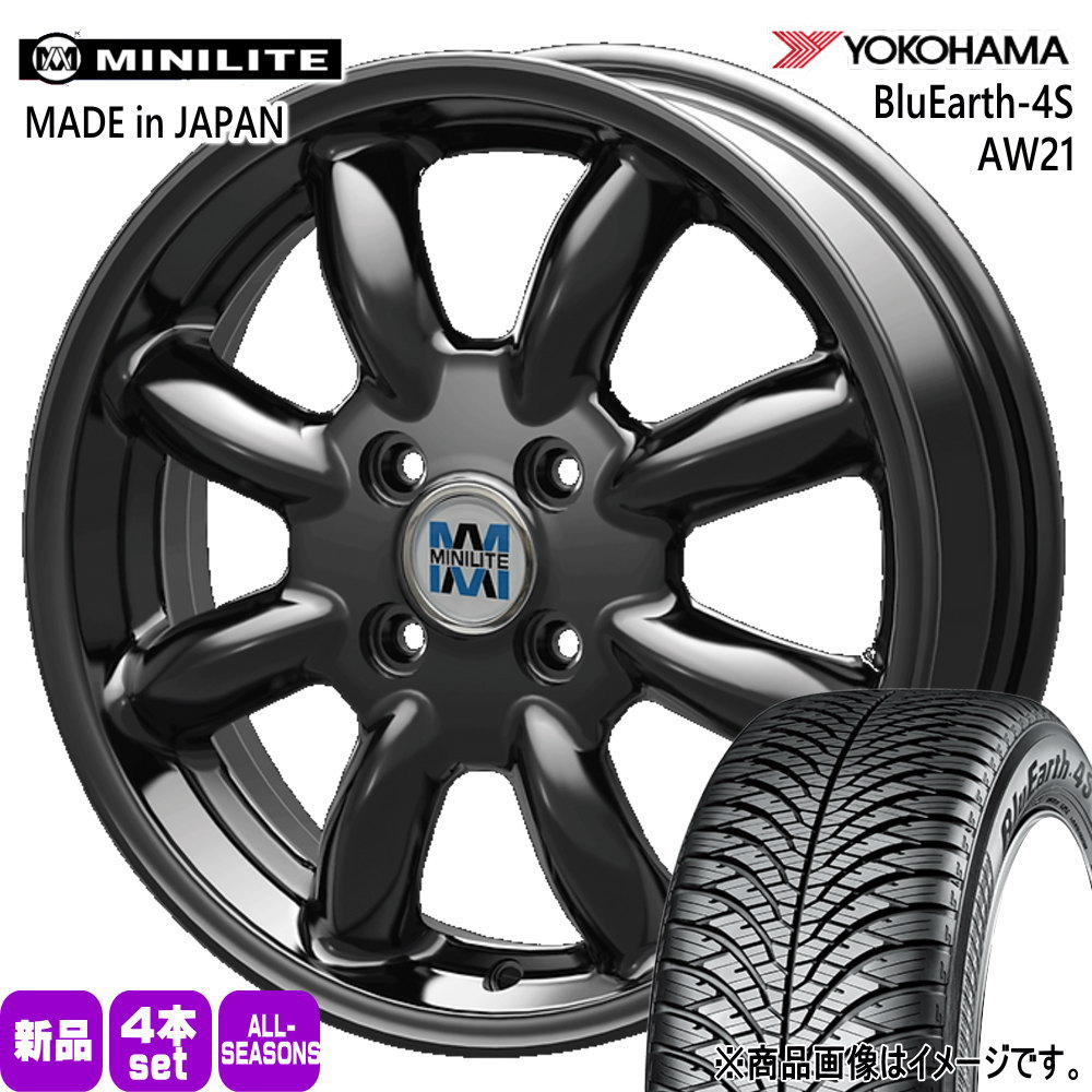 M700系 パッソ ヨコハマ 165/55R15 75V BluEarth-4S AW21 夏冬兼用 オールシーズンタイヤ MINILITE 15インチ