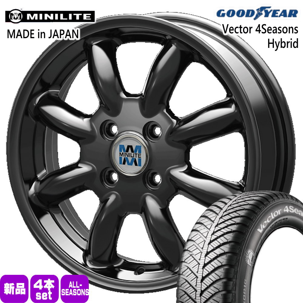タフト ハスラー デリカミニ4WD アトレー アゲトラ  グッドイヤー 165/65R15 81H Vector 4Seasons Hybrid 夏冬兼用 オールシーズンタイヤ MINILITE 15インチ