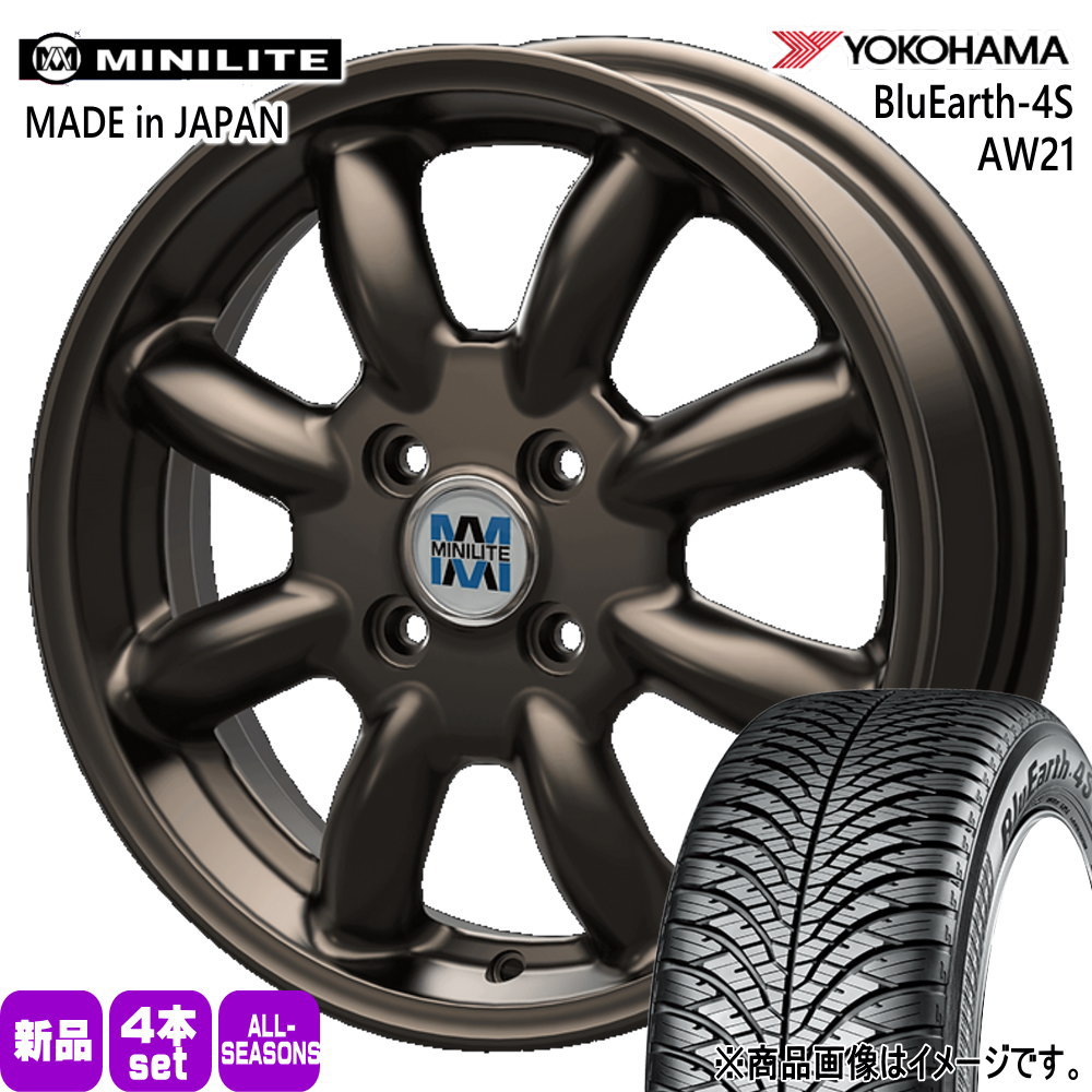 M700系 パッソ ヨコハマ 165/55R15 75V BluEarth-4S AW21 夏冬兼用 オールシーズンタイヤ MINILITE 15インチ