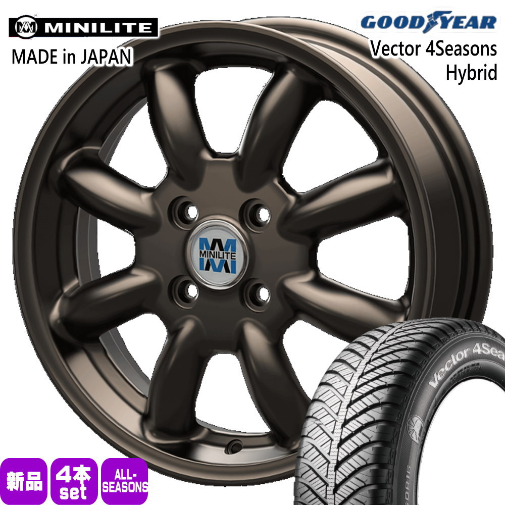 Vector（グッドイヤー） - トヨタ 貯蔵タンク ルーミー パッソ  グッドイヤー 165/65R14 79H Vector 4Seasons Hybrid 夏冬兼用 オール時期タイア MINILITE 14in 自動車-タイヤ、ホイール-オールシーズンタイヤ、ホイールセット