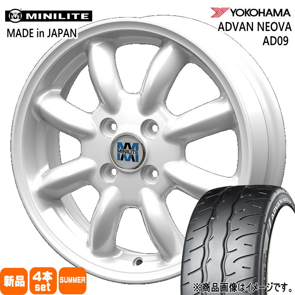 ADVAN - ラパン スペーシア ミラ イース ジーノ ヨコハマ 165/55R15 75V NEOVA AD09 夏用 朱夏タイア MINILITE 15in 車、バイク、自転車-夏タイヤ、ホイールセット