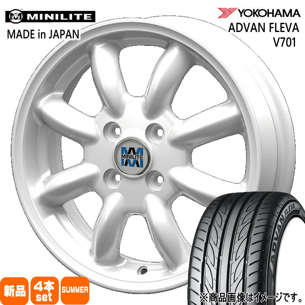ADVAN - ラパン ミラジーノ ゼスト AZ手押し車 調色板 ヨコハマ 165/50R15 73V FLEVA V701 夏用 朱夏タイア MINILITE 15in 夏タイヤ、ホイールセット-タイヤ、ホイール
