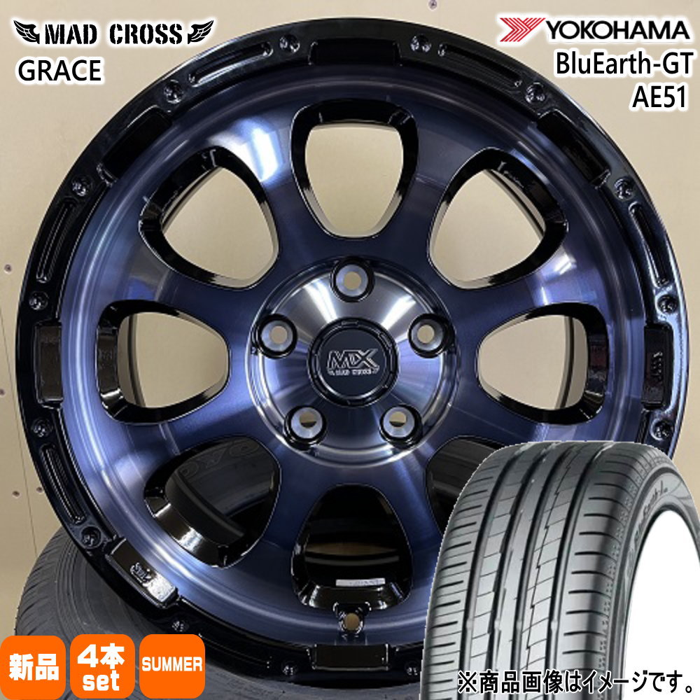 トヨタ 60系 プリウス カムリ /日産 J32ティアナ ヨコハマ 215/55R17 98W XL BluEarth-GT AE51 夏用 サマータイヤ MAD CROSS GRACE 17インチ