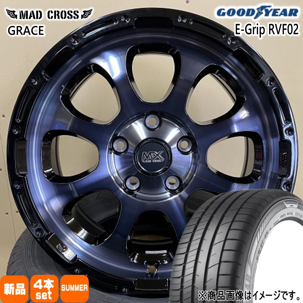 日産 T30 T31エクストレイル/トヨタ 20系アルファード グッドイヤー 215/65R16 98H EfficentGrip RVF02 夏用 サマータイヤ MAD CROSS GRACE 16インチ