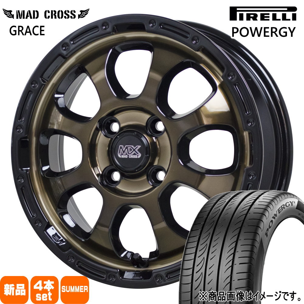 日産 E13 オーラ ピレリ 205/55R16 91V POWERGY 夏用 サマータイヤ MAD CROSS GRACE 16インチ