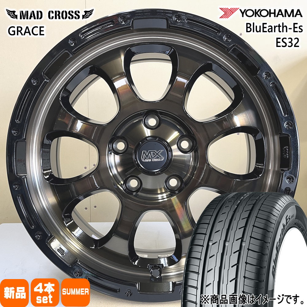 トヨタ 90系 ノア ヴォクシー/日産 ジューク ヨコハマ 205/60R16 92H BluEarth-Es ES32 夏用 サマータイヤ MAD CROSS GRACE 16インチ