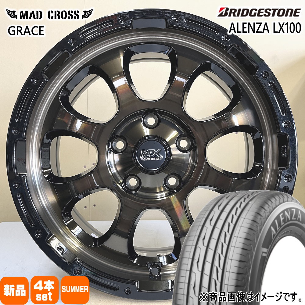 日産 T30 T31エクストレイル/トヨタ 20系アルファード ブリヂストン 215/65R16 98H ALENZA LX100 夏用 サマータイヤ MAD CROSS GRACE 16インチ