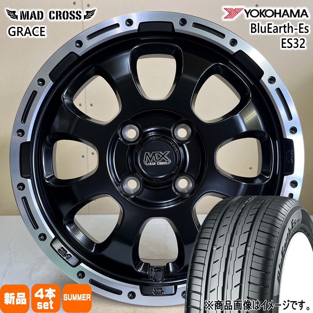 タフト ハスラー デリカミニ4WD アトレー アゲトラ  ヨコハマ 165/65R15 81S BluEarth-Es ES32 夏用 サマータイヤ MAD CROSS GRACE 15インチ