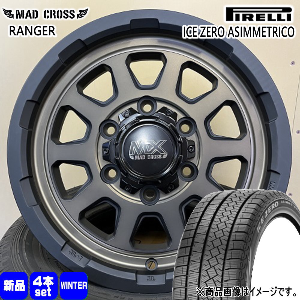 200系 ハイエース 専用  ピレリ 215/65R16 98T  ICE ZERO ASIMMETRICO 冬用 スタッドレスタイヤ MAD CROSS RANGER