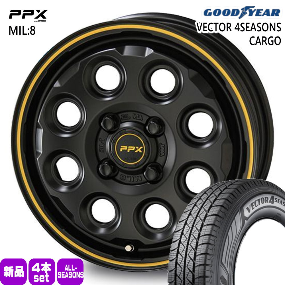 Vector（グッドイヤー） - エブリィ キャリィ 御機嫌ゼット アトレー グッドイヤー 145/80R12 80/78 N VECTOR 4SEASONS CARGO 夏冬兼用 オール時期タイア PPX MIL:8 12in 車、バイク、自転車-自動車