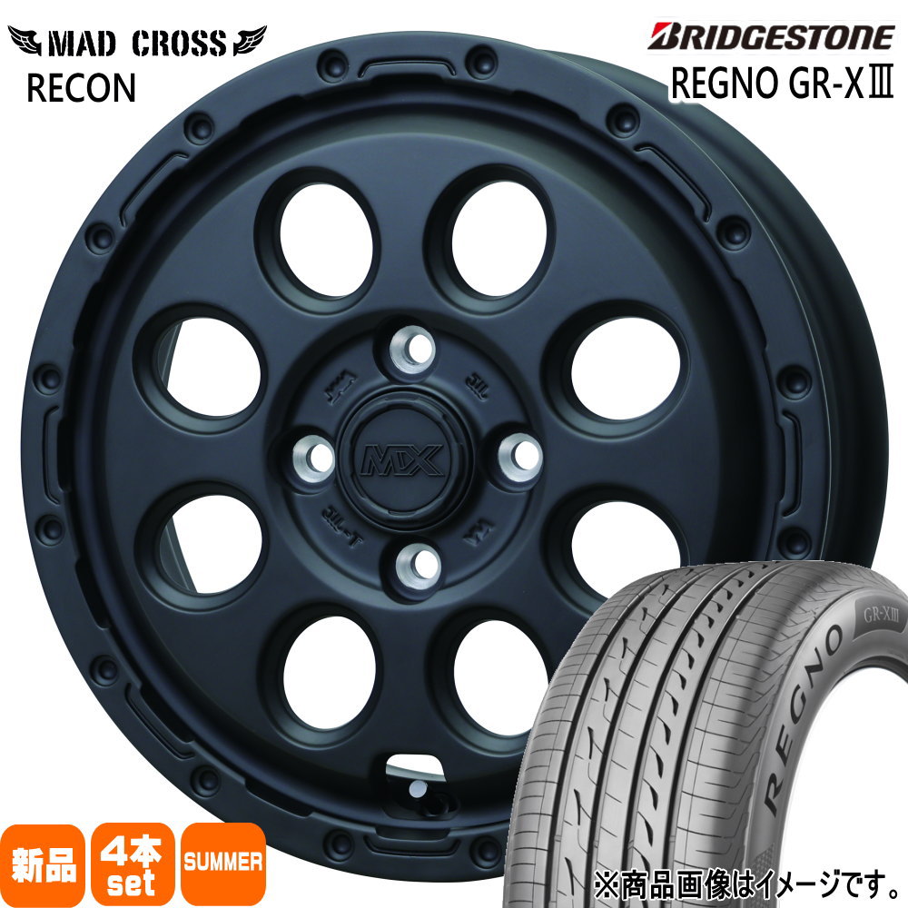 BRIDGESTONE - 軽自動車 ハスラー デリカミニ4WD 御機嫌ゼット ブリヂストン 165/65R14 79S REGNO GR-X3 夏用 朱夏タイア MAD CROSS RECON 夏タイヤ、ホイールセット-車、バイク、自転車