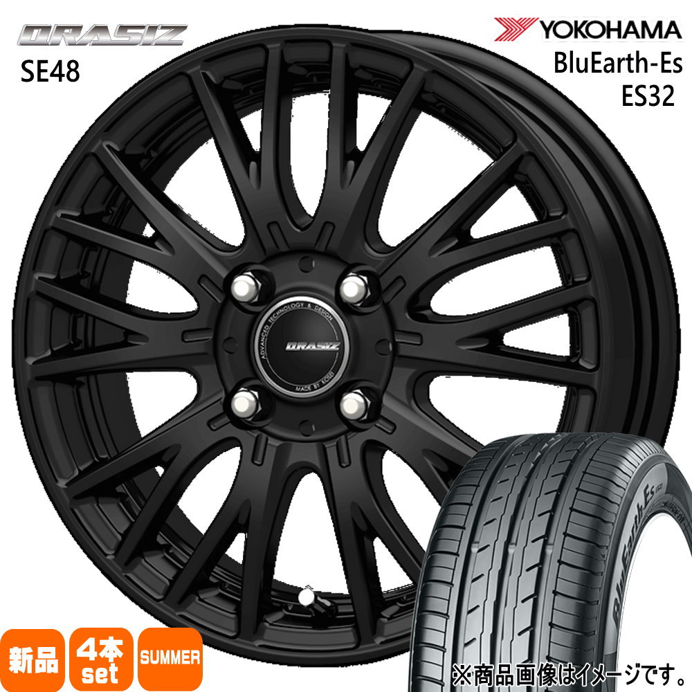 ハスラー デリカミニ4WD ハイゼット アゲトラ  ヨコハマ 165/65R14 79S BluEarth-Es ES32 夏用 サマータイヤ QRASIZ SE48 14インチ