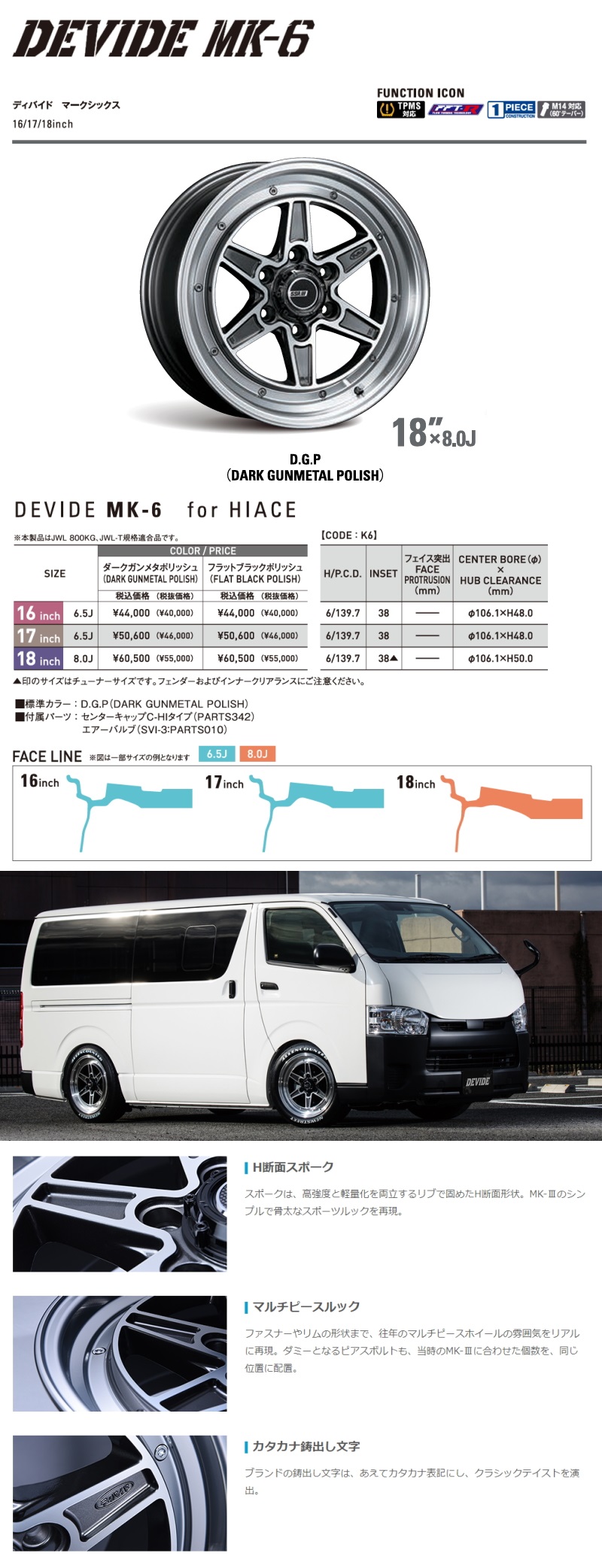 ハイエース用SSRディバイド17インチ YOKOHAMA PARADAPA03 PARADA PA03 LT規格 新品 ハイエース200系 タイヤホイールセット