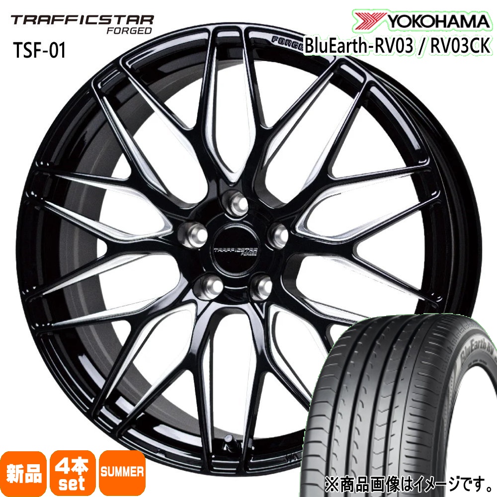 20系 アルファード ヴェルファイア  ヨコハマ 245/35R20 95W XL BluEarth-RV RV03 夏用 サマータイヤ TRAFFICSTAR FORGED TSF-01