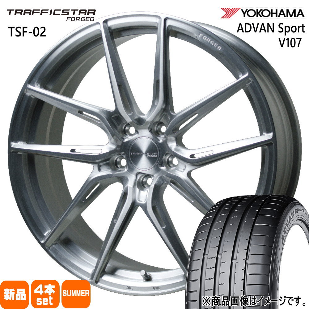 クラウン マークX  ヨコハマ 245/35R19 93Y XL ADVAN Sport V107 夏用 サマータイヤ TRAFFICSTAR FORGED TSF-02