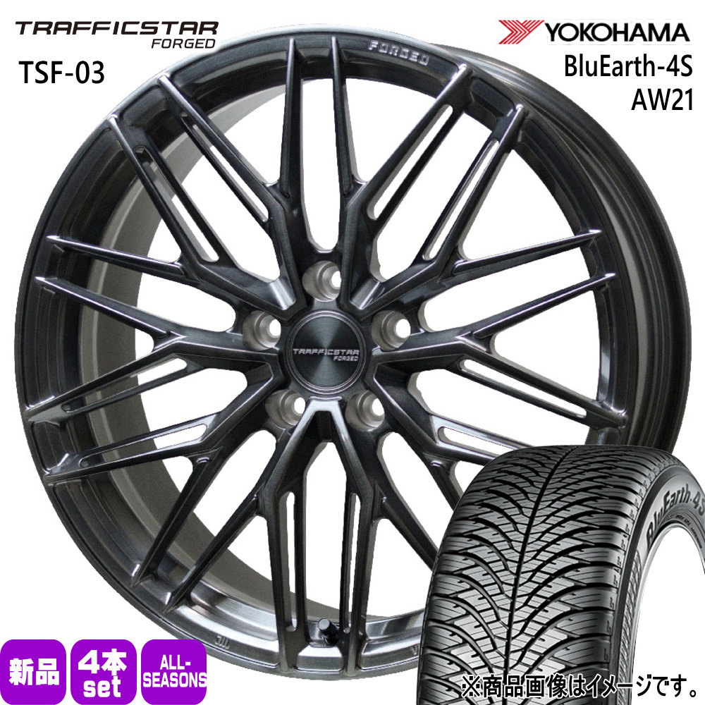 ヨコハマタイヤ - ジャケット冠運動競技 GN系アウトランダー ヨコハマ 235/55R19 105W XL BluEarth-4S AW21 夏冬兼用 オール時期タイア TRAFFICSTAR FORGED TSF-03 車、バイク、自転車-タイヤ、ホイール-自動車
