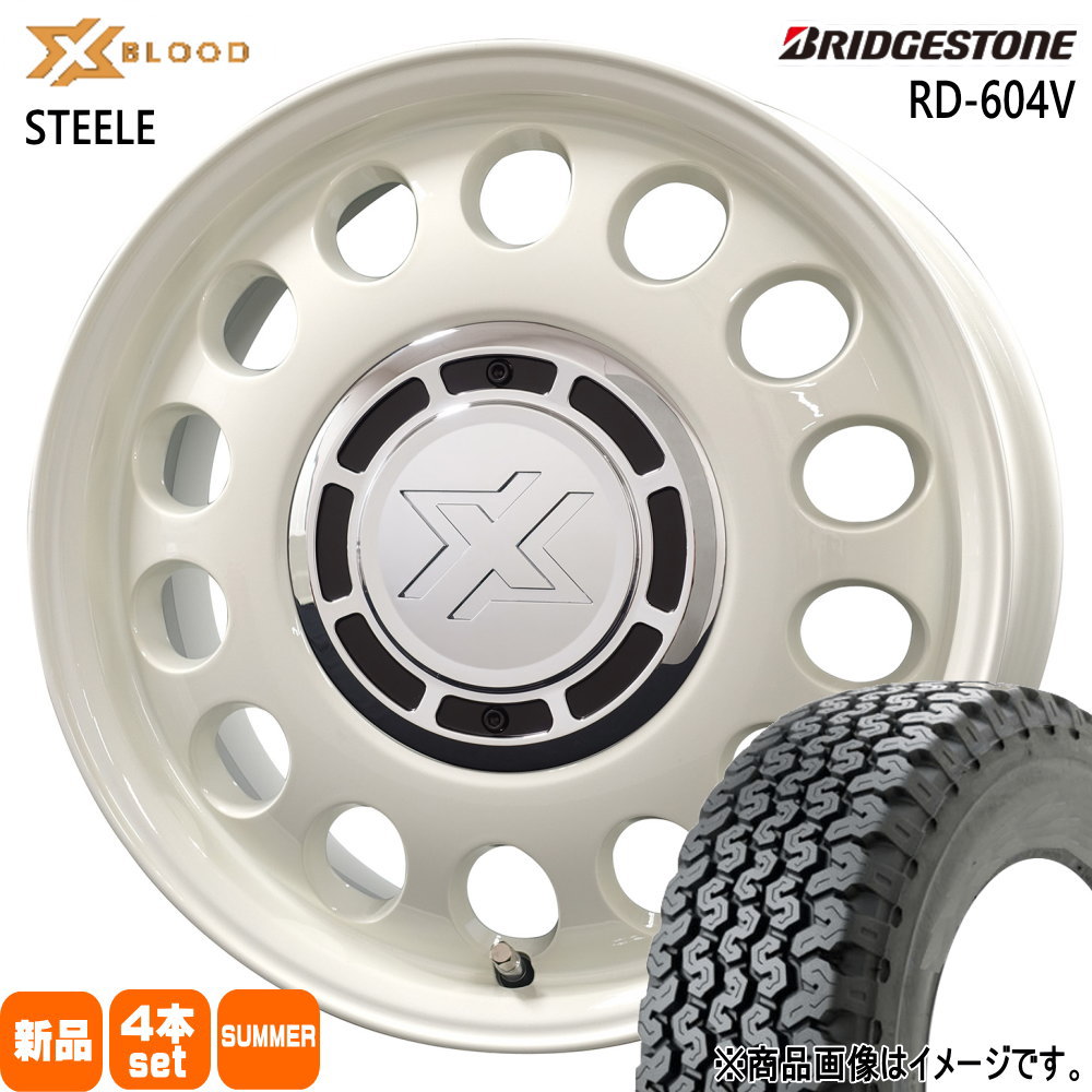 BRIDGESTONE - N VAN アトレー 御機嫌ゼット 軽虎 ブリヂストン 145/80R12 80N RD-604 STEEL 604V 夏用 朱夏タイア X BLOOD STEELE 12in 自動車-車、バイク、自転車