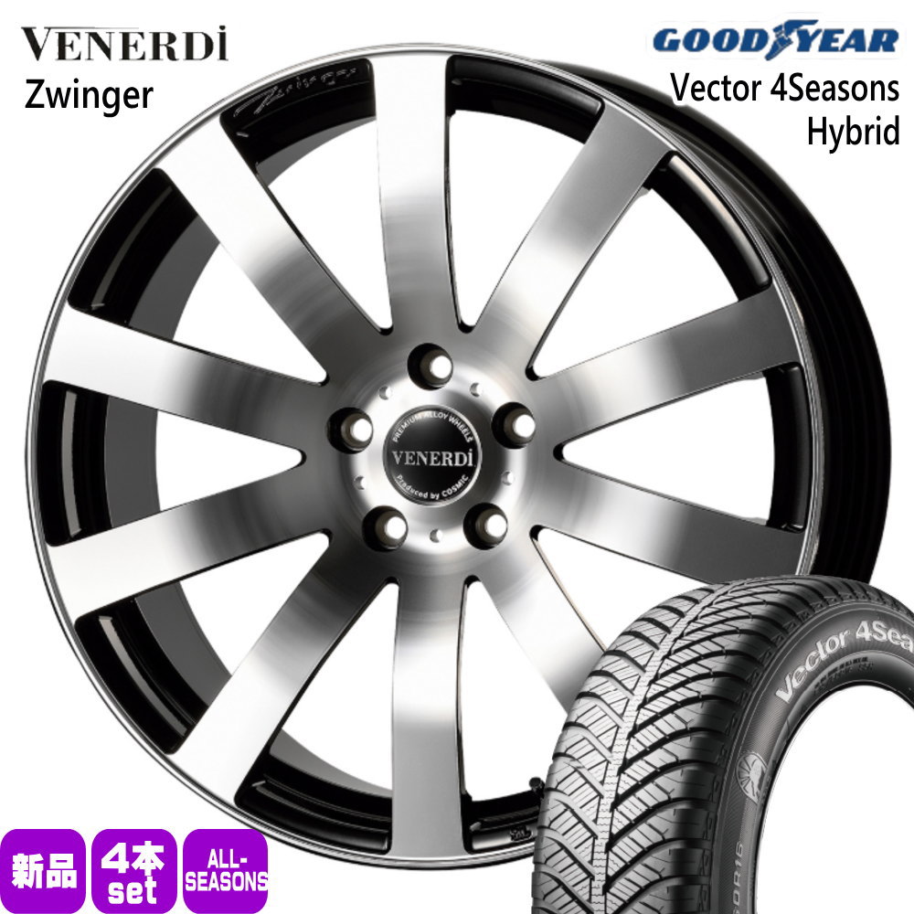 グッドイヤー - ヴェルファイア 20系 30系  235/50R18 101H XL Vector 4Seasons Hybrid 夏冬兼用 オール時期タイア VENERDI Zwinger 18in タイヤ、ホイール-自動車