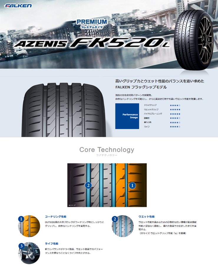 275/40R19 105Y XL ファルケン AZENIS FK520L 夏 サマータイヤ 単品 1