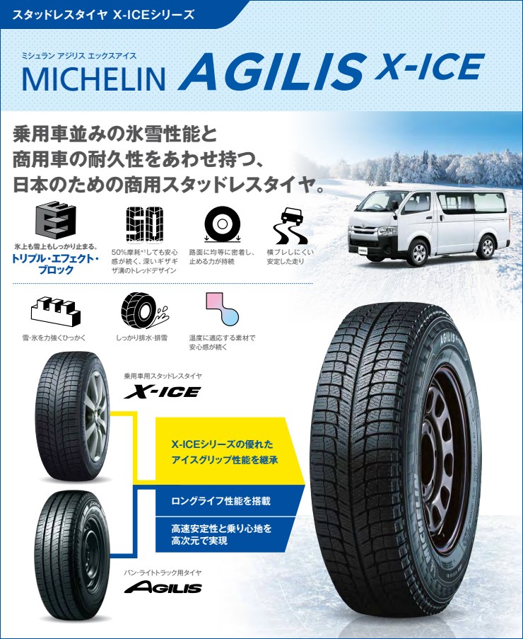 195/80R15 107R ミシュラン AGILIS X-ICE 冬 スタッドレスタイヤ 