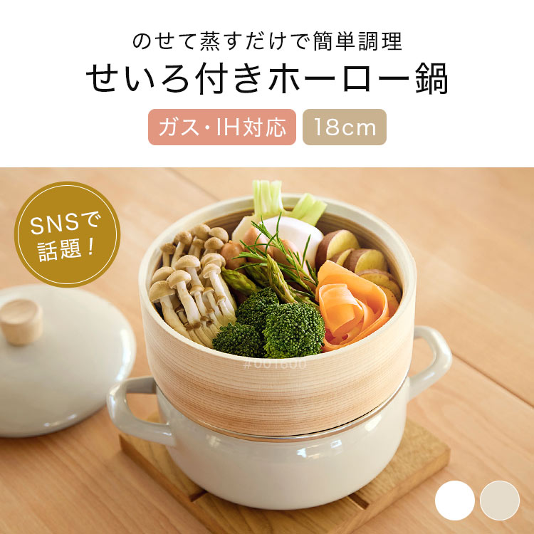 富士ホーロー せいろ蒸し器 鍋付き 18cm せいろ付きホーロー鍋 1段