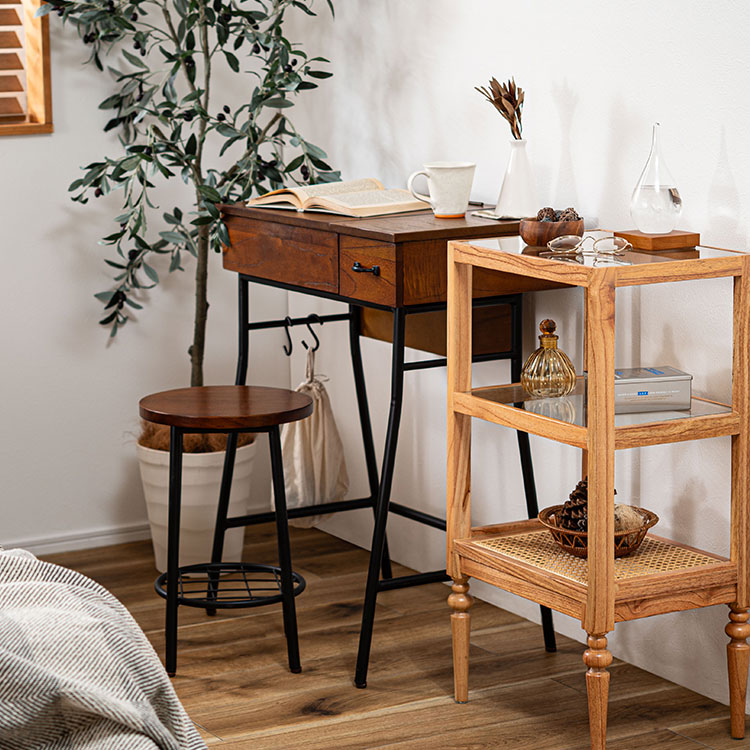 木製ドレッサー Woody Prime Walnut ウォールナット材 チェスト付き伸長式ドレッサー