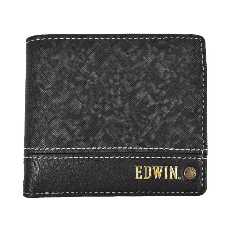 二つ折り財布 EDWIN メンズ ブランド 薄い スリム レザー 小さい コンパクト ミニ財布 ギフ...