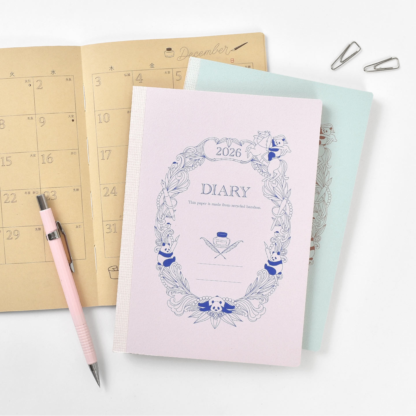 専用!【ハンドメイド】幻想華〜専用ページ〜 レイメイ藤井 竹紙ダイアリー パンダ B6 手帳 2026年 12月始まり