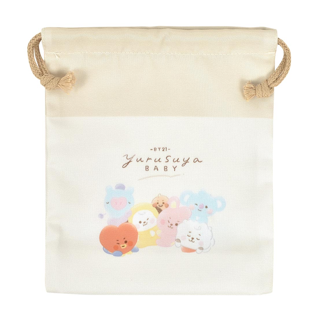 BT21 キャラクター 巾着袋 マチ付き コップ袋 小学校 入学 巾着 小さい 抗菌 防臭 小物入れ ポーチ コップ入れ 歯ブラシ 紫 ベージュ グレー かわいい おしゃれ｜tis｜03