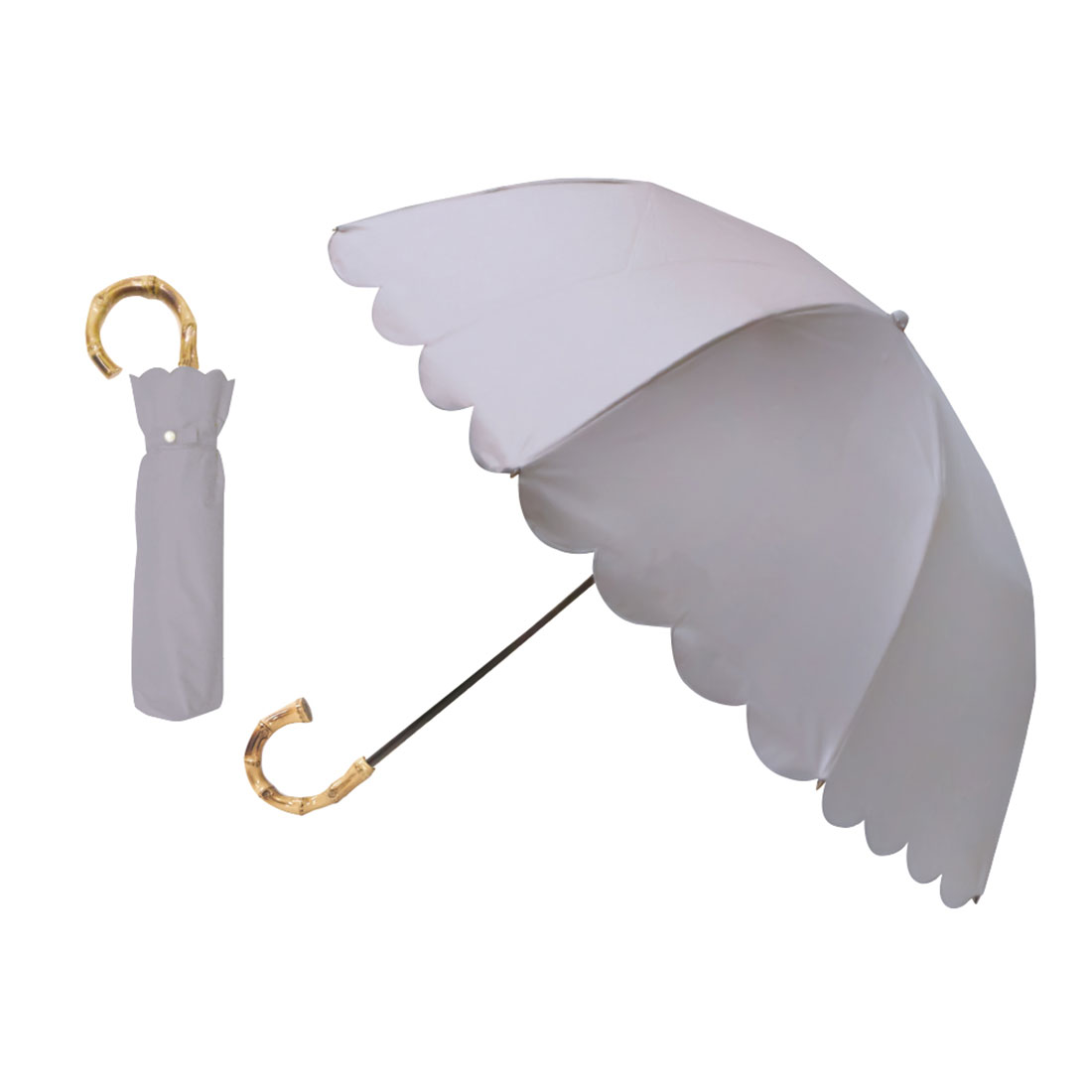 日傘 折りたたみ傘 完全遮光 晴雨兼用 かわいい レディース スカラップ OL フリル 無地 2段 ...