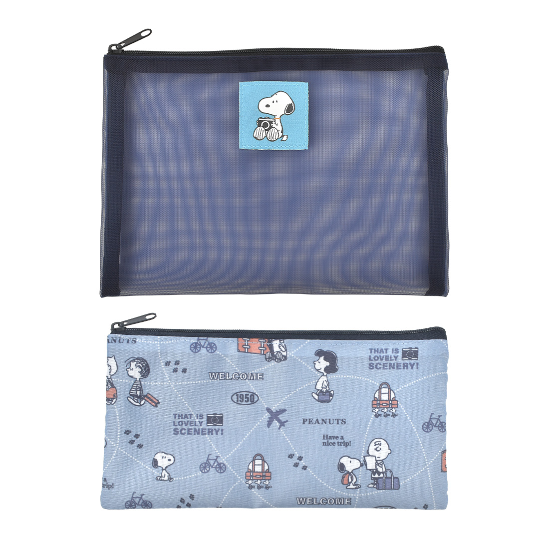 SNOOPY（スヌーピー） ポーチ 小物入れ 2点セット かわいい フラット