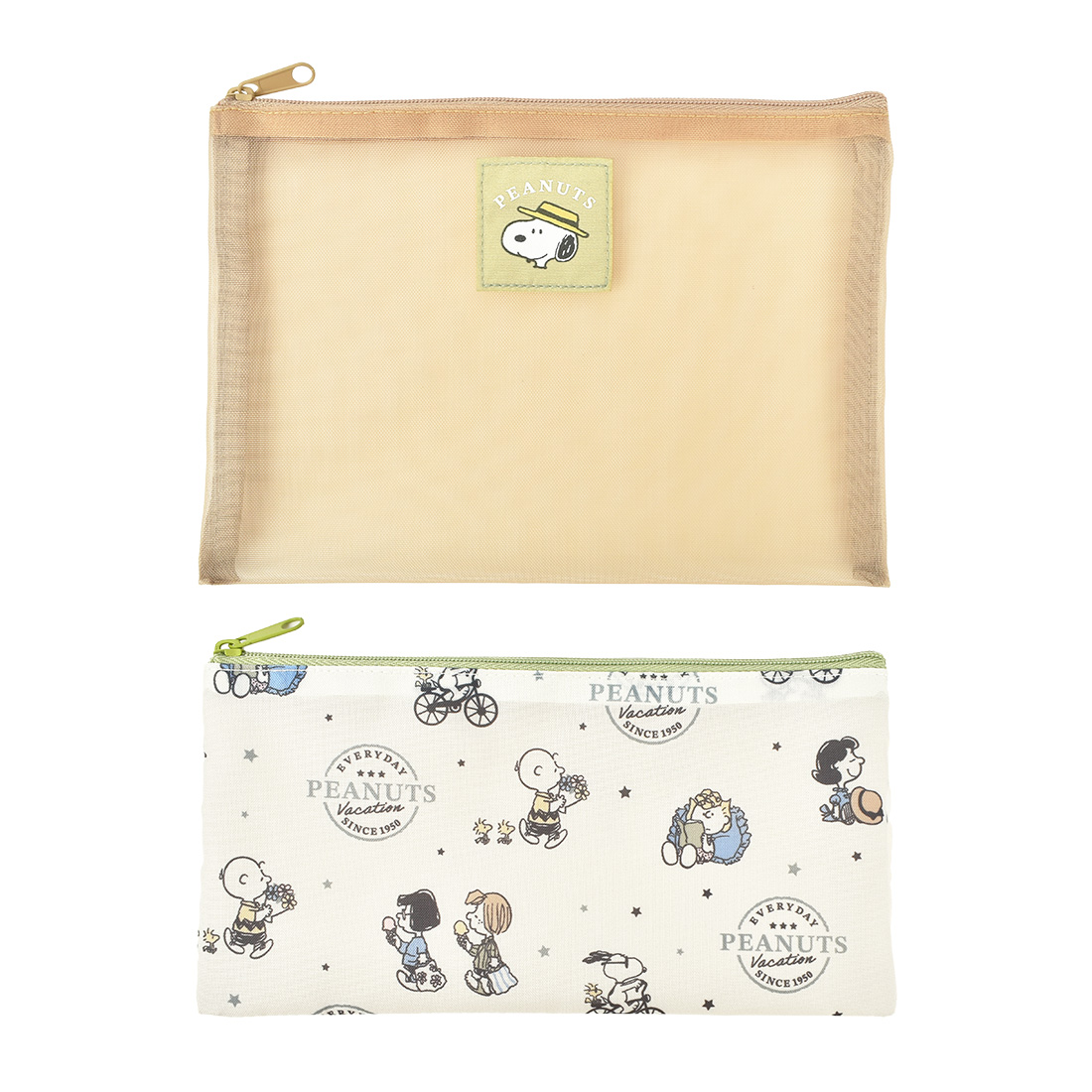 d*2様 Peanuts ポーチ 2点 SNOOPY（スヌーピー） ポーチ 小物入れ 2点セット かわいい フラット