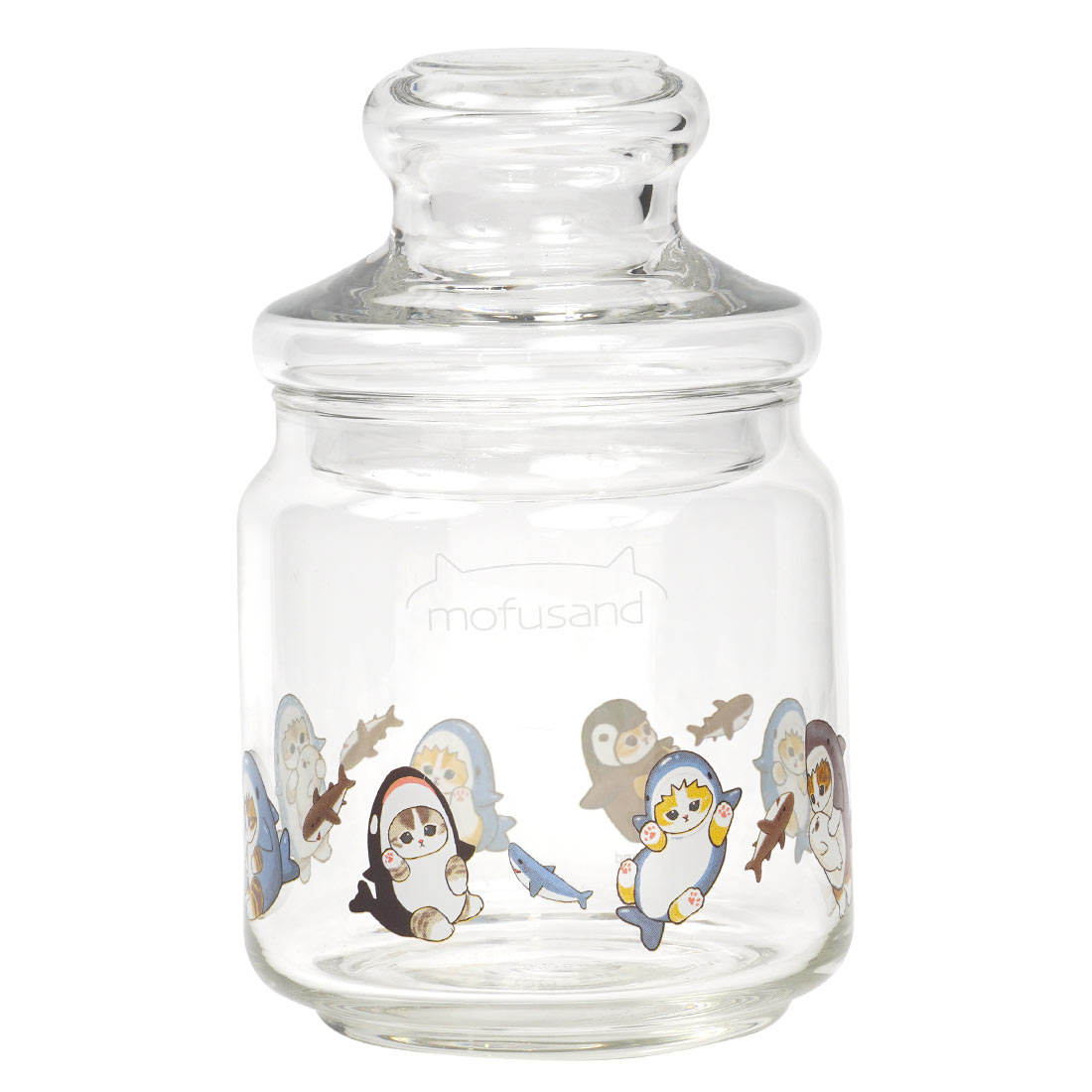 ガラスキャニスター mofusand もふさんど サメにゃん 蓋付き かわいい