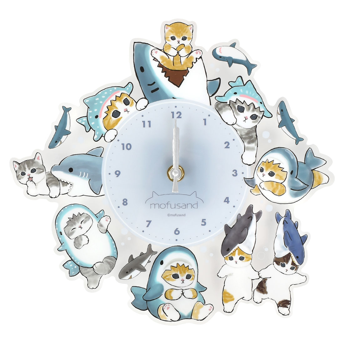 マリモクラフト 壁掛け時計 かわいい キャラクター mofusand サメ