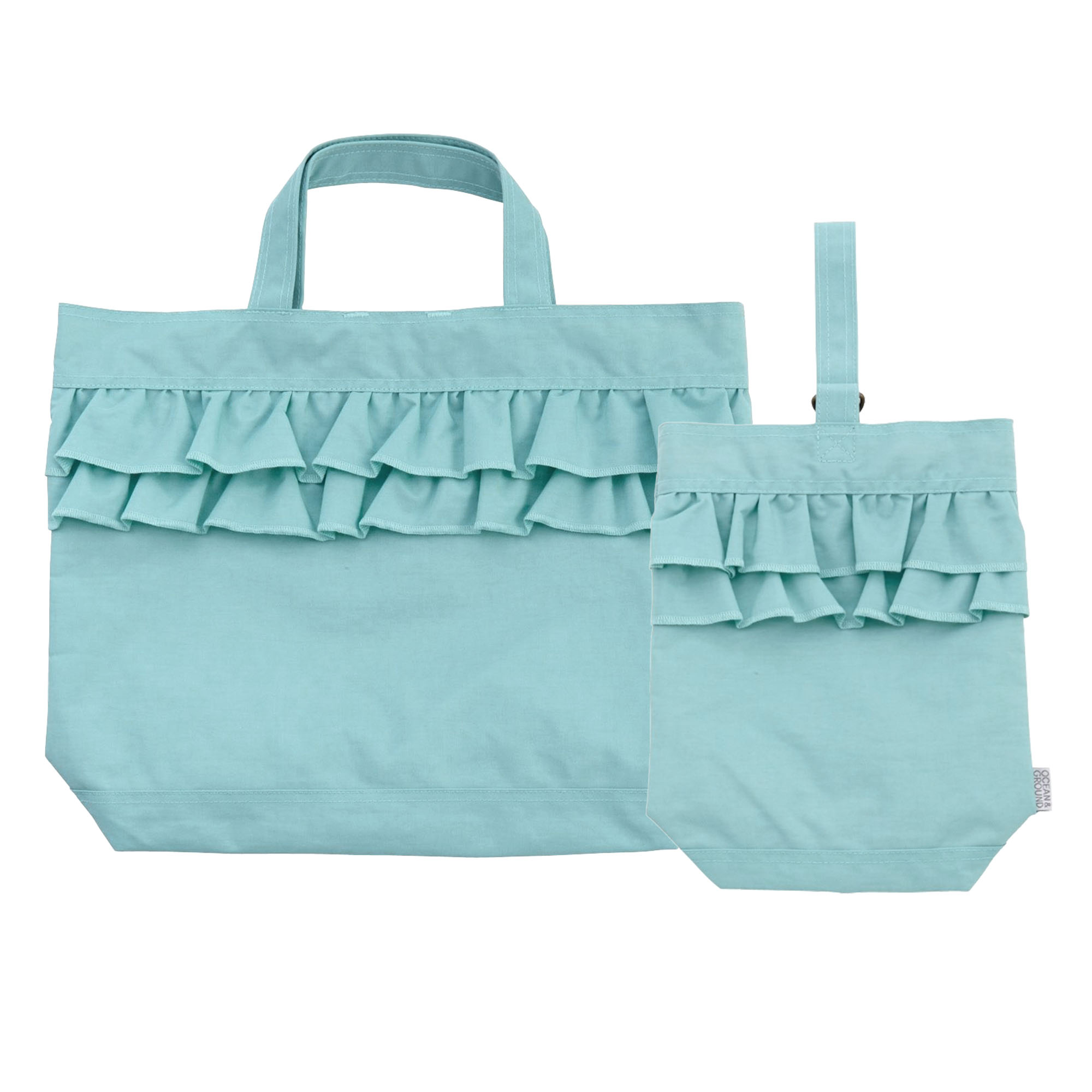【完成品】 入園　入学　セット　レッスンバッグ　シューズバッグ　水色　　女の子 Ocean&Ground（オーシャンアンドグラウンド） 入園入学セット 2点