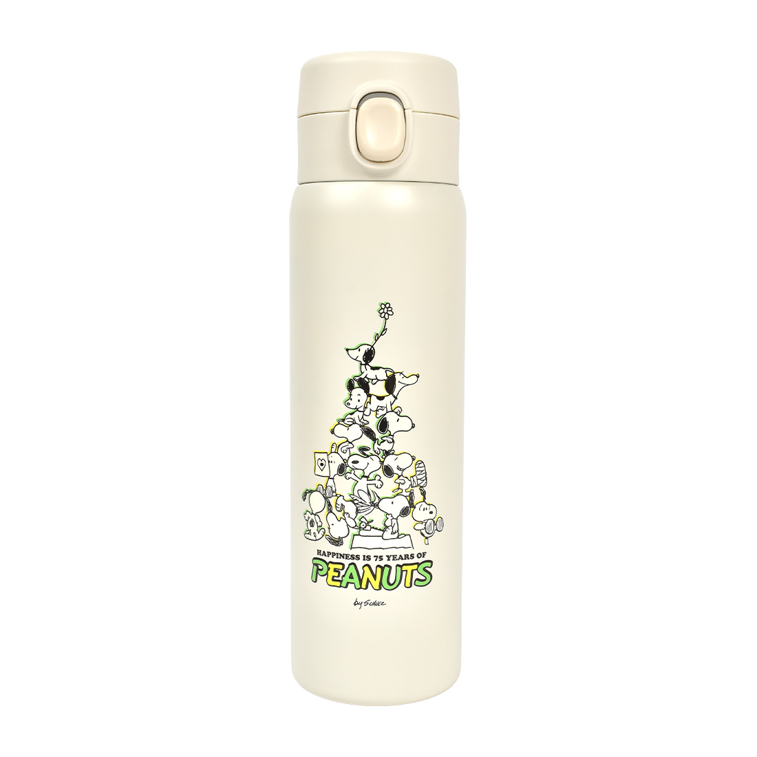 スヌーピー 水筒 ステンレスボトル SNOOPY PEANUTS 75周年 保温 保冷 480ml ワンプッシュ 女子 軽量 直飲み 洗いやすい 通勤 通学 | OSK | 01